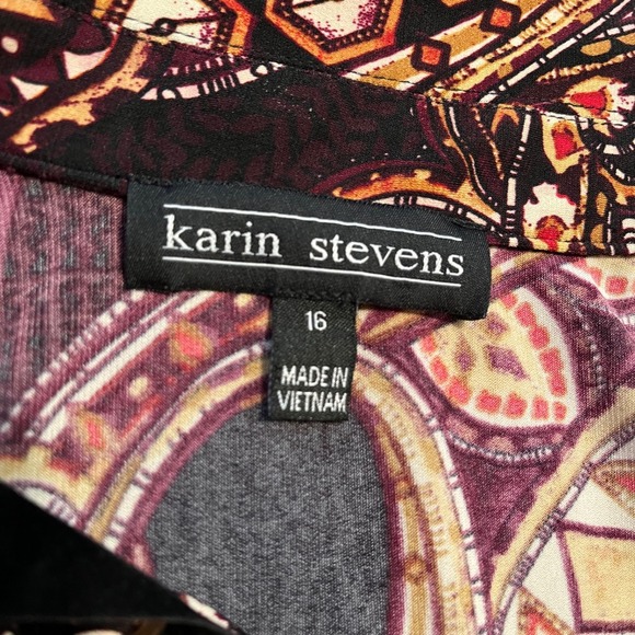 Karin Stevens Paisley Lace Up Neck 3/4 Sleeve Midi Dress Size 16 - Picture 4 of 7